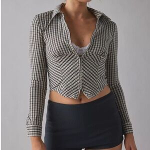 Zip front corset blouse